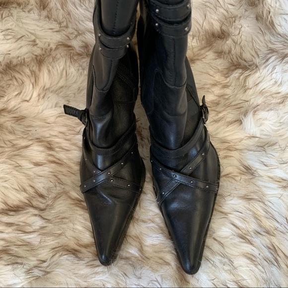 Harley Davidson black leather studded fashion boot - Picture 3 of 4